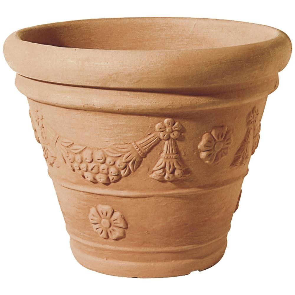 Vaso In Resina Tondo Festonato Ø80cm - Colore Terracotta, Doppio Bordo, Resistente - Foto 3